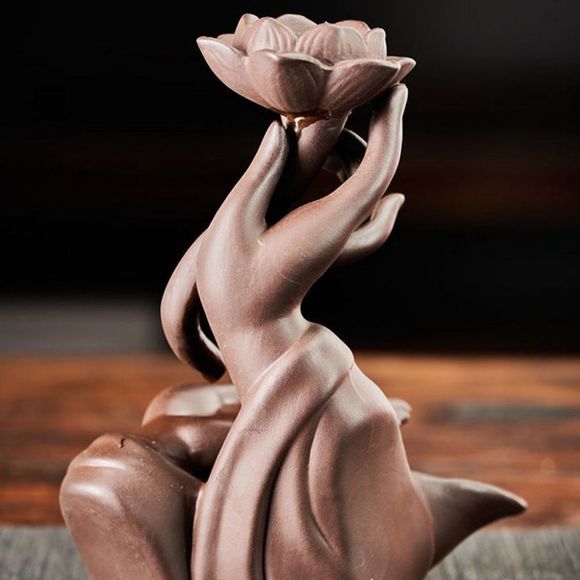 Nirvana Incense Burner Statue with Lotus | Buddha Hand Fengshui Home Decor #289 - Picture 2 of 3